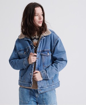 Superdry Frankie Denim Női Kabát Kék | PTDZJ7318